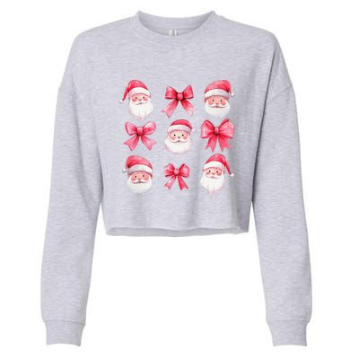 Cute Preppy Pin.K Bow Santa Claus Girly Christmas Girl Women Cropped Pullover Crew