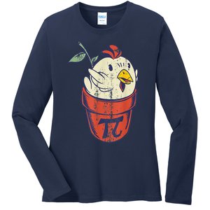 Chicken Pot PI Day Math Funny Teacher Ladies Long Sleeve Shirt