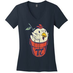 Chicken Pot PI Day Math Funny Teacher Women's V-Neck T-Shirt