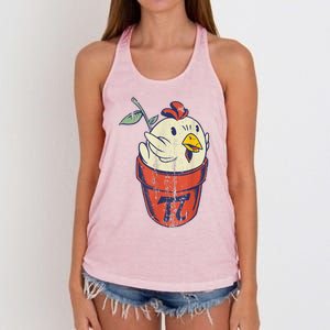 Chicken Pot PI Day Math Funny Teacher Women's Knotted Racerback Tank