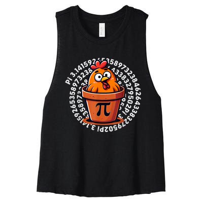 Chicken Pot Pi Day Math Teacher Women's Racerback Cropped Tank