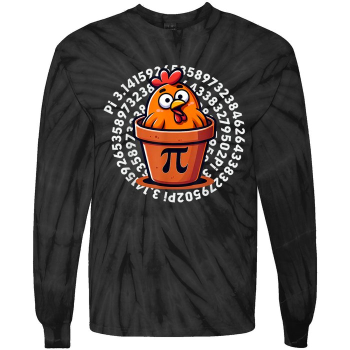 Chicken Pot Pi Day Math Teacher Tie-Dye Long Sleeve Shirt