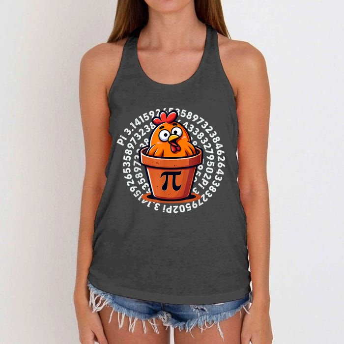 Chicken Pot Pi Day Math Teacher Women's Knotted Racerback Tank