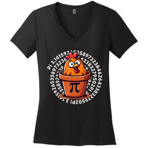 Chicken Pot Pi Day Math Teacher Women's V-Neck T-Shirt