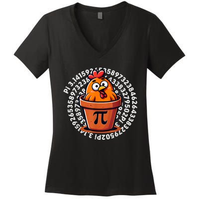 Chicken Pot Pi Day Math Teacher Women's V-Neck T-Shirt