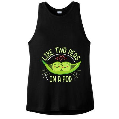 Cute Pea Pod Like Two Peas In A Pod Idiom Ladies PosiCharge Tri-Blend Wicking Tank