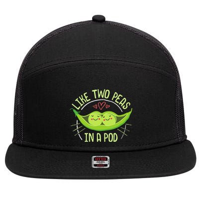 Cute Pea Pod Like Two Peas In A Pod Idiom 7 Panel Mesh Trucker Snapback Hat