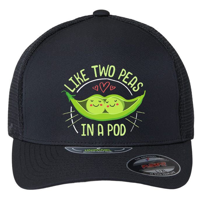 Cute Pea Pod Like Two Peas In A Pod Idiom Flexfit Unipanel Trucker Cap