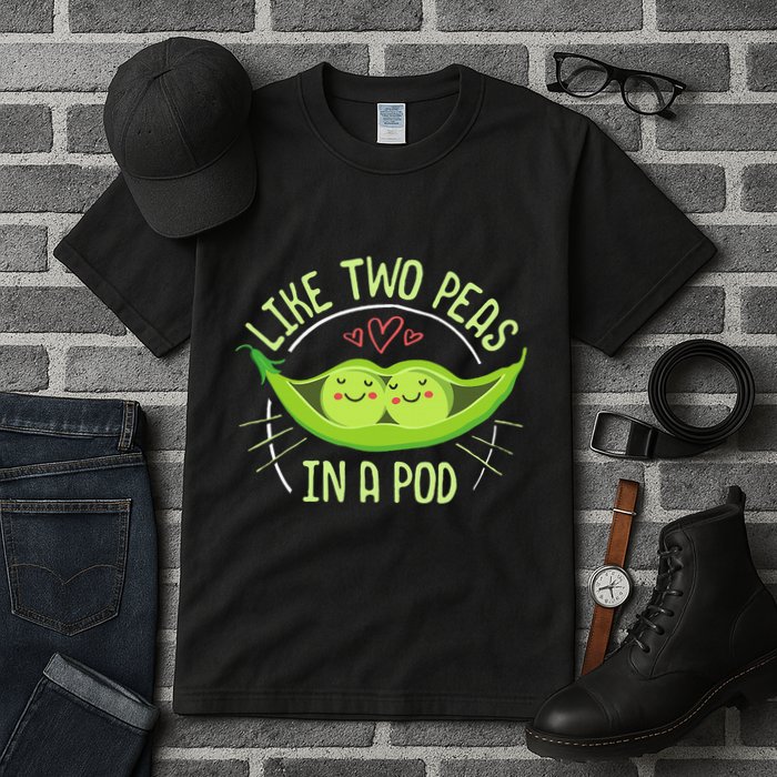 Cute Pea Pod Like Two Peas In A Pod Idiom Tall T-Shirt