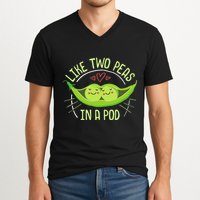 Cute Pea Pod Like Two Peas In A Pod Idiom V-Neck T-Shirt