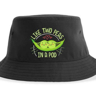 Cute Pea Pod Like Two Peas In A Pod Idiom Sustainable Bucket Hat