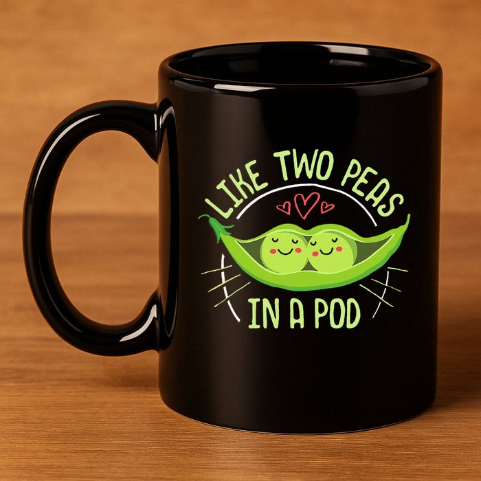 Cute Pea Pod Like Two Peas In A Pod Idiom 11oz C Handle Ceramic Mug
