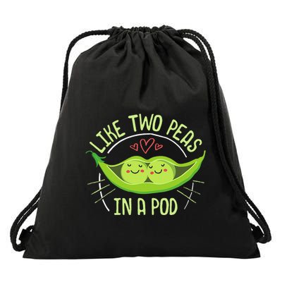 Cute Pea Pod Like Two Peas In A Pod Idiom Drawstring Bag