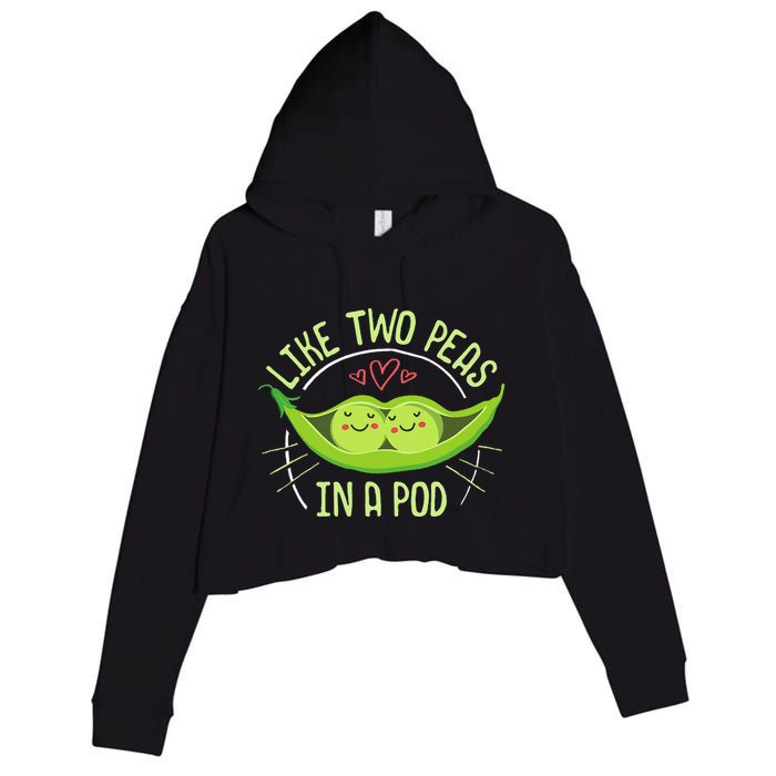 Cute Pea Pod Like Two Peas In A Pod Idiom Crop Fleece Hoodie