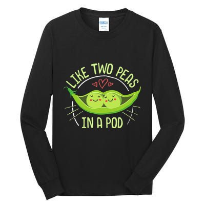Cute Pea Pod Like Two Peas In A Pod Idiom Tall Long Sleeve T-Shirt