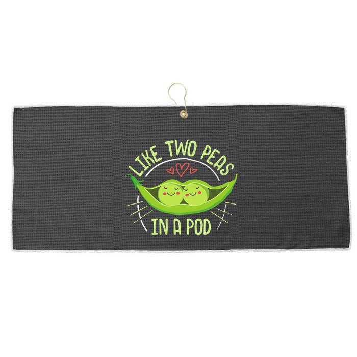 Cute Pea Pod Like Two Peas In A Pod Idiom Large Microfiber Waffle Golf Towel
