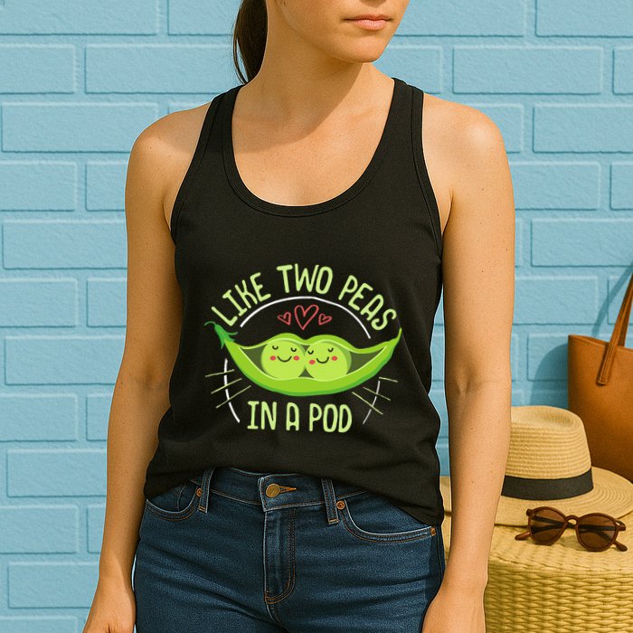 Cute Pea Pod Like Two Peas In A Pod Idiom Womens Tank Top