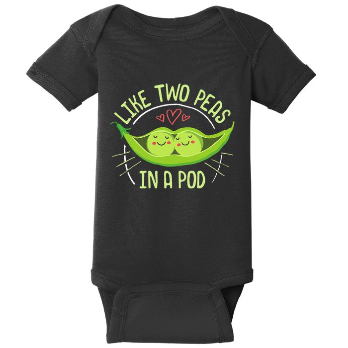 Cute Pea Pod Like Two Peas In A Pod Idiom Baby Bodysuit