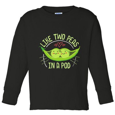 Cute Pea Pod Like Two Peas In A Pod Idiom Toddler Long Sleeve Shirt
