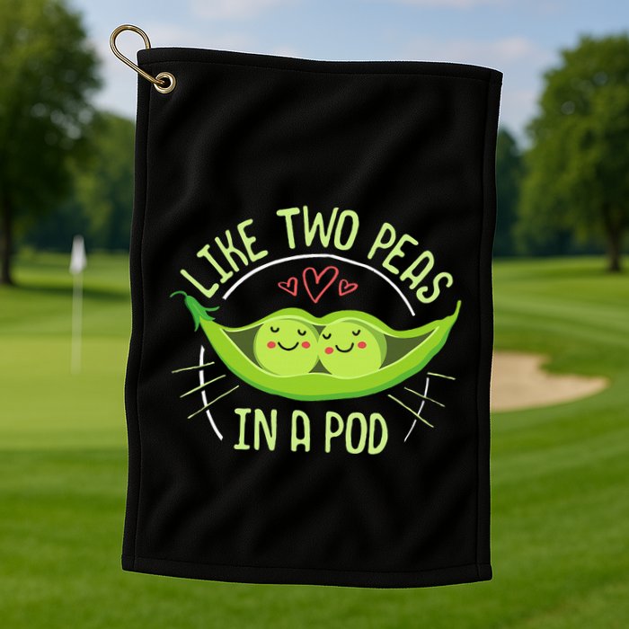 Cute Pea Pod Like Two Peas In A Pod Idiom Golf Towel