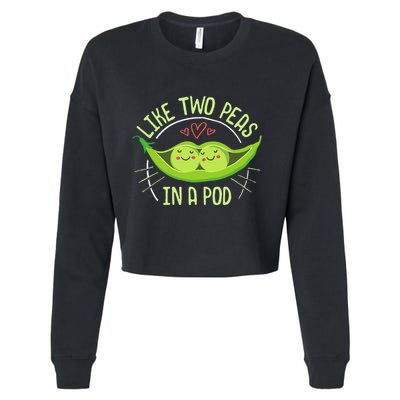 Cute Pea Pod Like Two Peas In A Pod Idiom Cropped Pullover Crew