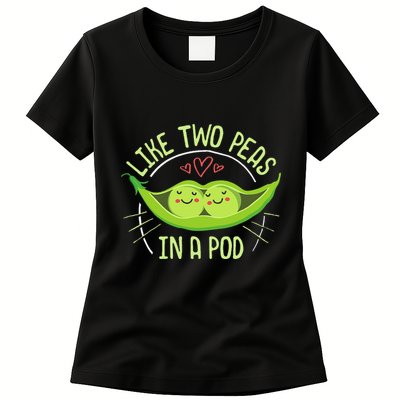 Cute Pea Pod Like Two Peas In A Pod Idiom Womens T-Shirt