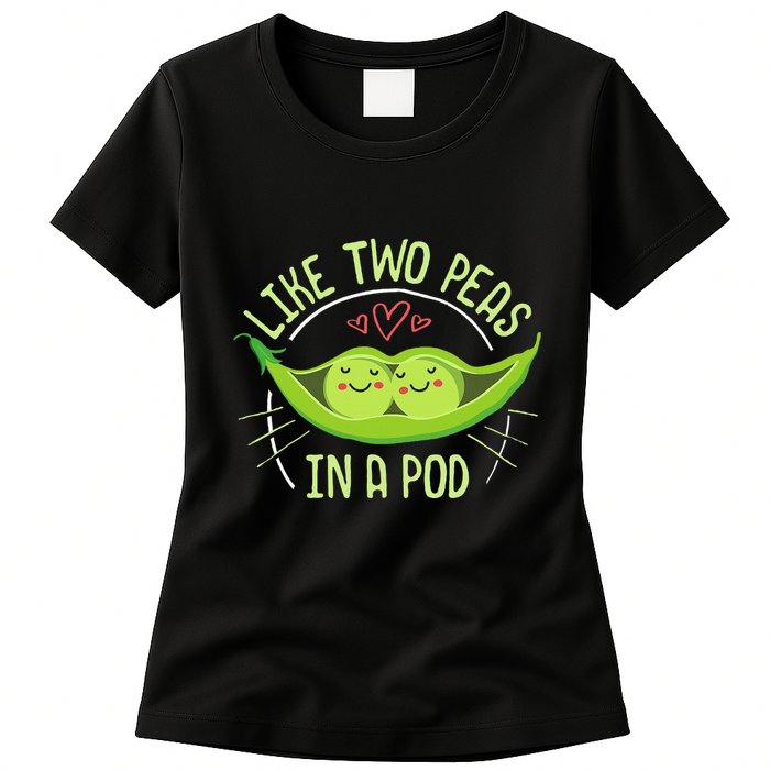 Cute Pea Pod Like Two Peas In A Pod Idiom Womens T-Shirt