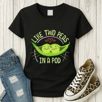 Cute Pea Pod Like Two Peas In A Pod Idiom Womens T-Shirt