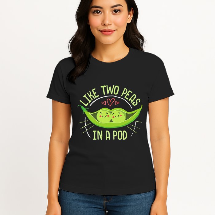Cute Pea Pod Like Two Peas In A Pod Idiom Womens T-Shirt