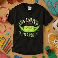 Cute Pea Pod Like Two Peas In A Pod Idiom Kids T-Shirt