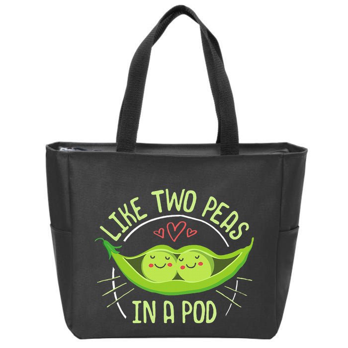 Cute Pea Pod Like Two Peas In A Pod Idiom Zip Tote Bag