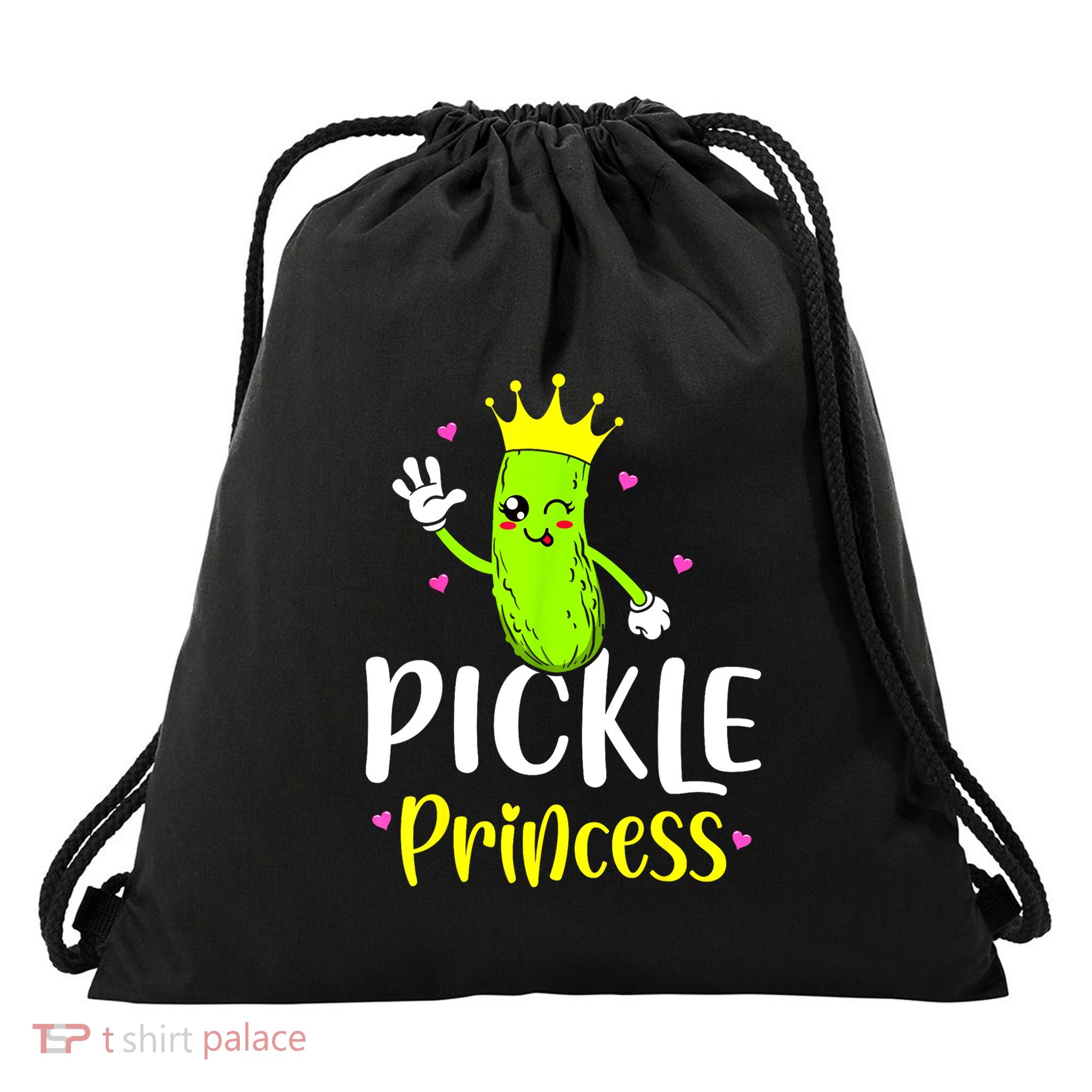 Cute Pickle Princess Funny Pickle Cucumber Girl Gift Drawstring Bag