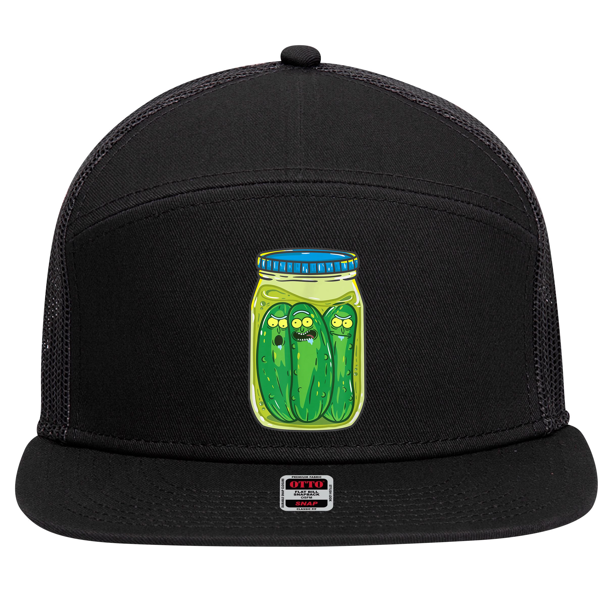 Cool Pickle Rick Jar Rick & Morty Funny Gift 7 Panel Mesh Trucker Snapback Hat