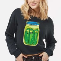 Cool Pickle Rick Jar Rick & Morty Funny Gift Cropped Pullover Crew