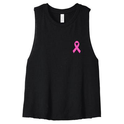 Cute Pink Ribbon Breast Cancer Awareness Women's Racerback Cropped Tank