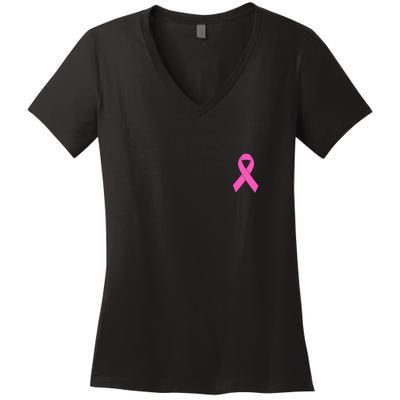 Cute Pink Ribbon Breast Cancer Awareness Women's V-Neck T-Shirt