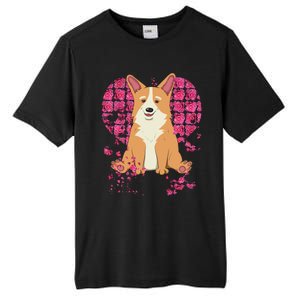 Corgi Pink Rose Flower Heart Dog Mom Floral Valentines Day Meaningful Gift Tall Fusion ChromaSoft Performance T-Shirt