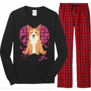 Corgi Pink Rose Flower Heart Dog Mom Floral Valentines Day Meaningful Gift Long Sleeve Pajama Set