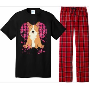 Corgi Pink Rose Flower Heart Dog Mom Floral Valentines Day Meaningful Gift Pajama Set