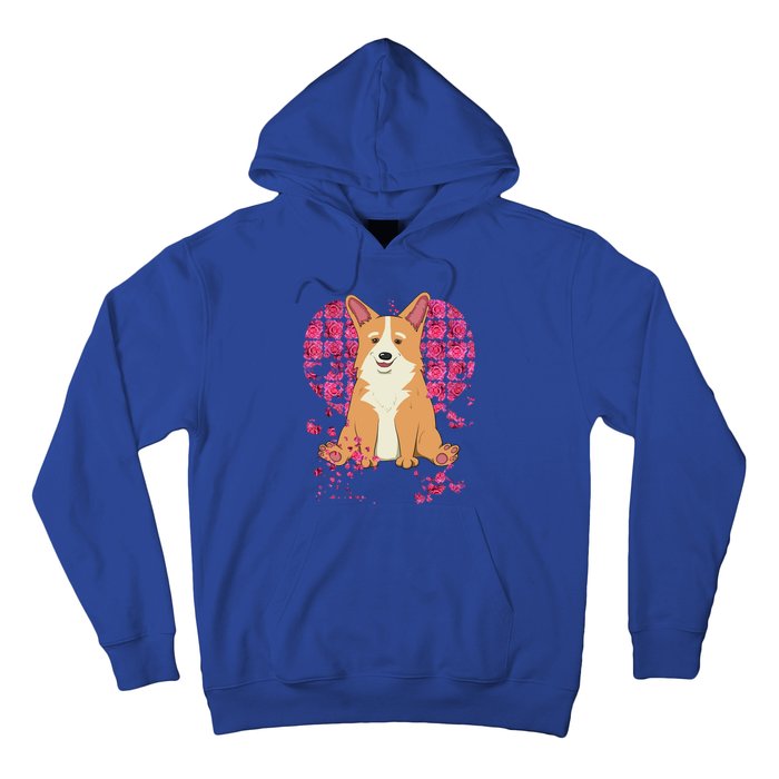 Corgi Pink Rose Flower Heart Dog Mom Floral Valentines Day Meaningful Gift Hoodie