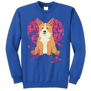 Corgi Pink Rose Flower Heart Dog Mom Floral Valentines Day Meaningful Gift Sweatshirt