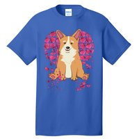 Corgi Pink Rose Flower Heart Dog Mom Floral Valentines Day Meaningful Gift Tall T-Shirt