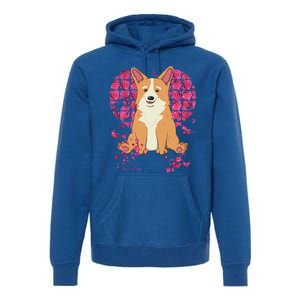 Corgi Pink Rose Flower Heart Dog Mom Floral Valentines Day Meaningful Gift Premium Hoodie