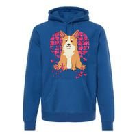 Corgi Pink Rose Flower Heart Dog Mom Floral Valentines Day Meaningful Gift Premium Hoodie