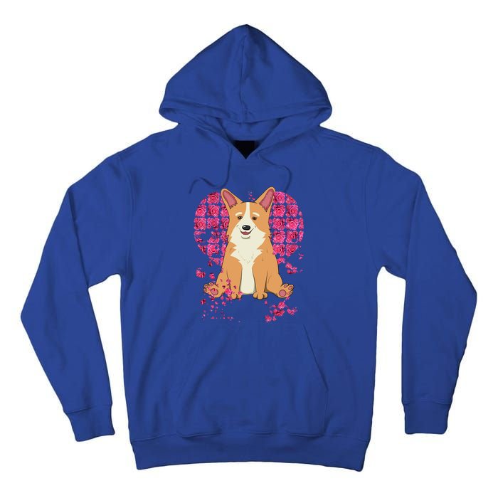 Corgi Pink Rose Flower Heart Dog Mom Floral Valentines Day Meaningful Gift Tall Hoodie