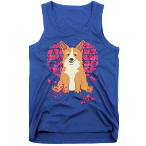 Corgi Pink Rose Flower Heart Dog Mom Floral Valentines Day Meaningful Gift Tank Top