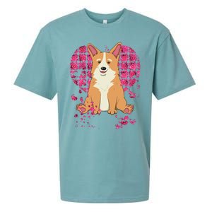 Corgi Pink Rose Flower Heart Dog Mom Floral Valentines Day Meaningful Gift Sueded Cloud Jersey T-Shirt