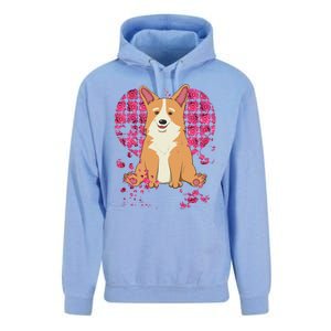 Corgi Pink Rose Flower Heart Dog Mom Floral Valentines Day Meaningful Gift Unisex Surf Hoodie