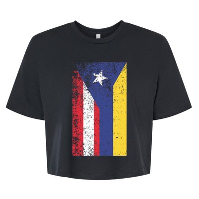 Colombia Puerto Rico Flag Pride Bella+Canvas Jersey Crop Tee