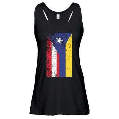 Colombia Puerto Rico Flag Pride Ladies Essential Flowy Tank